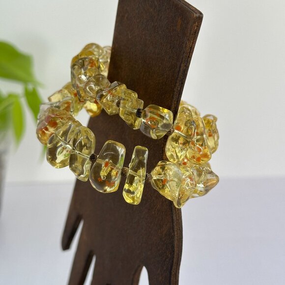 Vintage Baltic Amber Bracelet, Stretch Coil - Picture 6 of 12